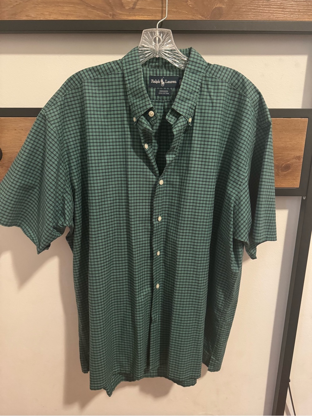 Polo by Ralph Lauren Green and Black Check Short-Sleeve Button-Down Shirt